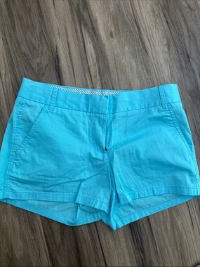 J. Crew Bright Aqua High-Waist Cotton Shorts
